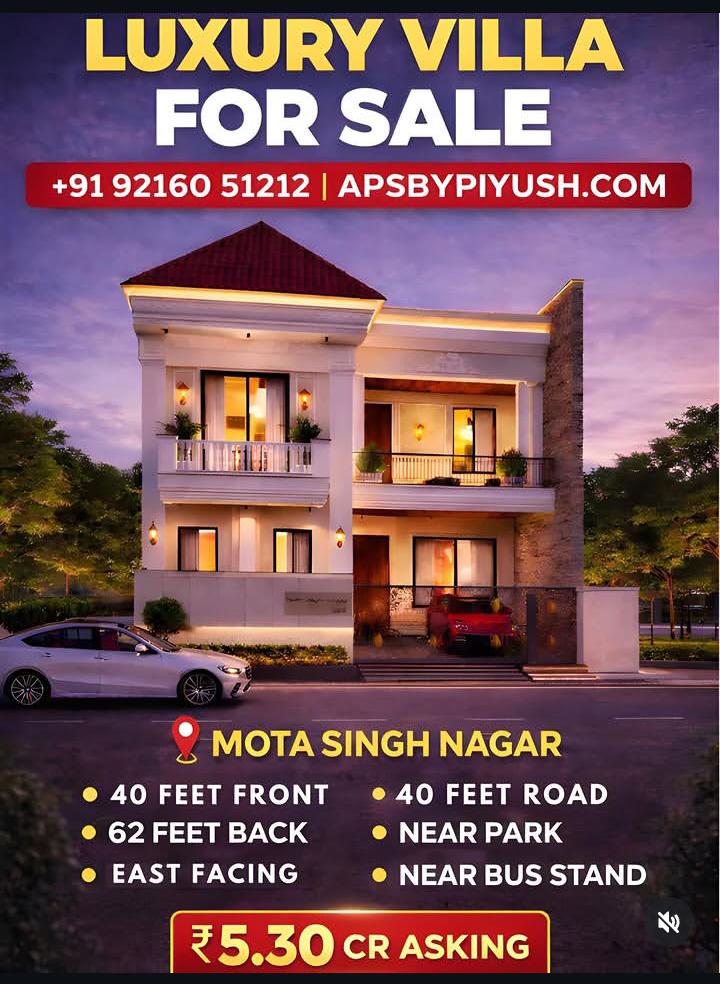 300 gaj (12 marla 40*62 east face/park facing   kothi for sale )