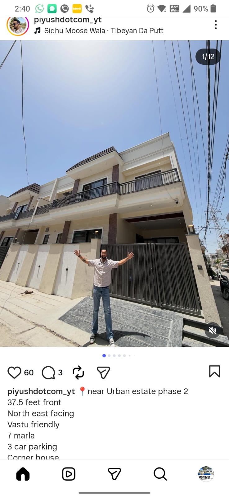 175 gaj ( 7 marla house ,37.5*37.5 ,north east ,vastu friendly ,4 bhk ,3 car parking  house for sale )