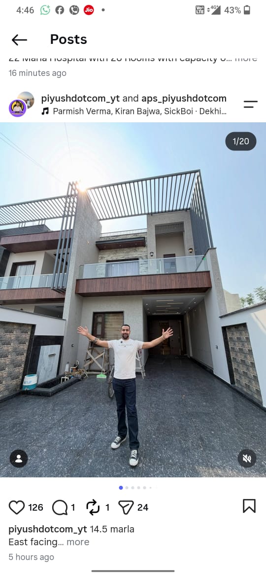 14.5  marla  (22*105 ,east facing ,house for sale in jalandhar )