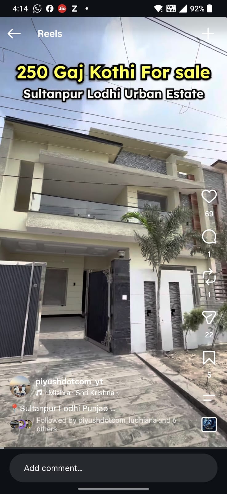 250 gaj ( 30*75  , west facing house for sale in Sultanpur Lodhi)