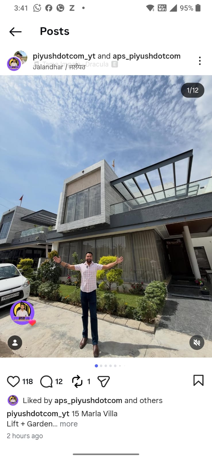 15 marla villa available for sale ,3080 sq feet ,4 bhk , lift available ,44*70